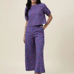 Fabindia Blue Cotton Linen Printed Co-Ord Set-image-97