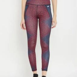 Clovia Maroon & Blue Printed Tights-image-27