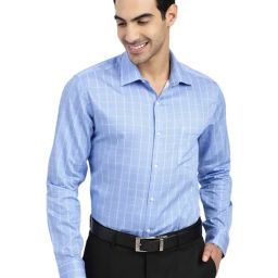 Arrow Blue Cotton Slim Fit Checks Shirt-picture-14