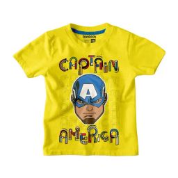 Bonkids Kids Yellow Cotton Printed Captain America Shield T-Shirt-image-43