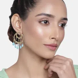 Estele Gold-Plated Aqua Loop Bead Earrings for Women-29
