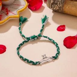 Kicky and Perky 925 Sterling Silver Studded with Moissanite Rakhi-image-18