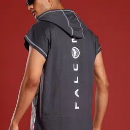 MARVEL STREET Flacon Print Hooded Pure Cotton Relaxed Fit T-shirt with Inverted Stitches-image-6