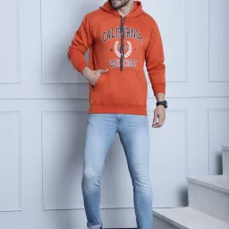 Vimal Jonney Rust Regular Fit Printed Hooded Sweatshirt image 5