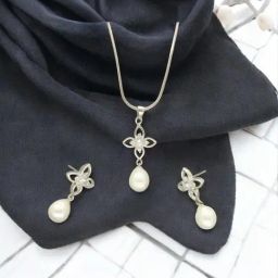 Sri Jagdamba Pearls Flora Pearl Pendant Set for Women-image-17
