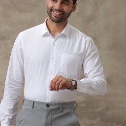 Ramraj White Cotton Regular fit Solid Formal Shirt-image-32