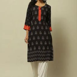 Rangriti Black Printed Straight Kurta-image-96