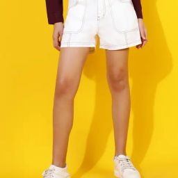 Belliskey White Denim Regular fit Solid Shorts-image-21
