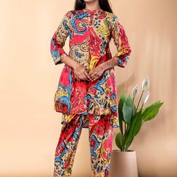 Readiprint Printed Mandarin Neck Three Fourth Sleeves Tunic With Trouser Co-Ords-image-53