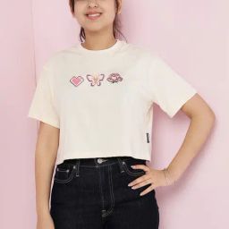 Lil Tomatoes Girls Cream Cotton Regular Fit Embroidered Crop Top-image-35