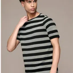 Vimal Jonney Black Regular Fit Striped T-Shirt-picture-49