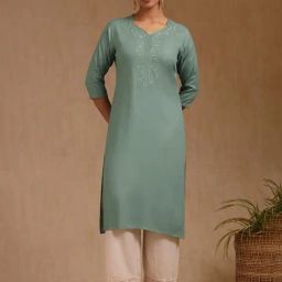 Soch Green Rayon Embroidered Kurta-image-81