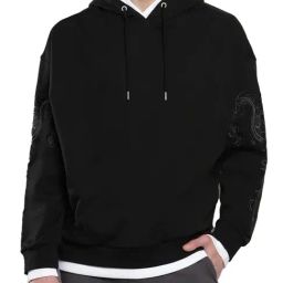 Calvin Klein Ck Black Cotton Relaxed Fit Embroidered Hooded Sweatshirt-image-47