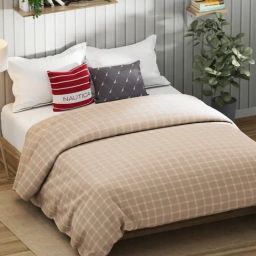 Nautica Marina Bay Cream Cotton Checks Double Comforter-picture-18
