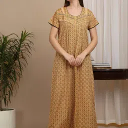 Sweet Dreams Yellow Regular Fit Printed Nightdress-picture-33