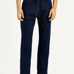 Levi's 505 Navy Cotton Regular Fit Jeans-picture-16