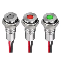 RS PRO Green, Red Panel Mount Indicator 1.8-3.3V DC, Mounting Hole Size 6 mm, Termination Type Lead Wires, IP Rating IP67, Model No 1713776-14