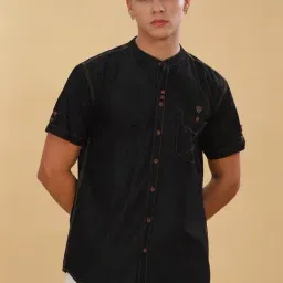 Kuons Avenue Black Slim Fit Denim Shirt-image-29