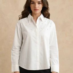 RAREISM White Cotton Solid Long Sleeves Shirt-image-40