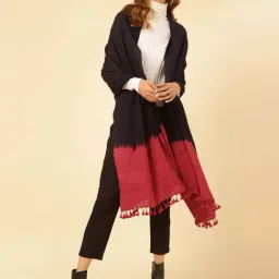 Fabindia Black & Red Color-Block Dupatta-image-88