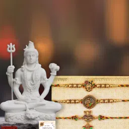 eCraftIndia Assorted Multicolor Rakhi with Shiva Idol-image-69