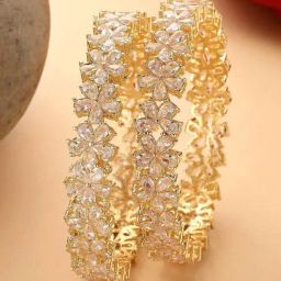 Karatcart American Diamond Studded Gold Plated Bangles for Women Set of 2-image-27