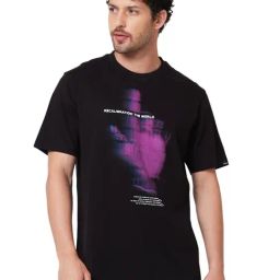 Spykar Black Cotton Comfort Fit Printed T-Shirt-image-43