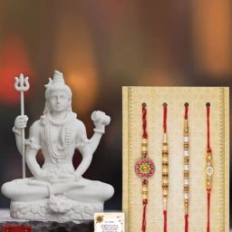 eCraftIndia Assorted Multicolor Rakhi with Shiva Idol-image-12