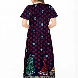 AAKARSHANA CREATION Blue Pure Cotton Maxi Printed Nightdress-picture-3