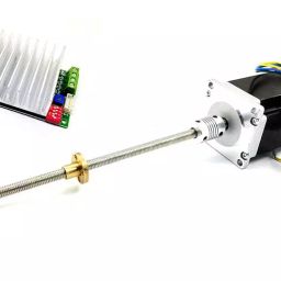 Invento TB6600 Driver + Nema 23 25 Kg-cm Stepper Motor + Flexible coupling + 200mm (0.2 mtr) 8mm M8 1.75mm Pitch Threaded Rod + Brass Nut ISC 1204-C2-12