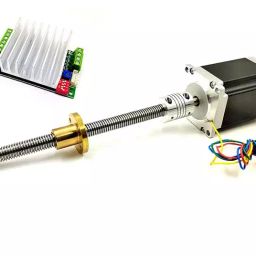 Invento TB6600 Driver + Nema 23 25 Kg-cm Stepper Motor + Flexible coupling + 300mm (0.3 mtr) 12mm T12 TR12 2mm Pitch Lead Screw + Brass Nut ISC 1179-B3-13