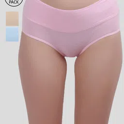 Amour Secret Women Pack of 3 Solid Hipster Briefs P5088_Pnk_Skn_Sblu-picture-31