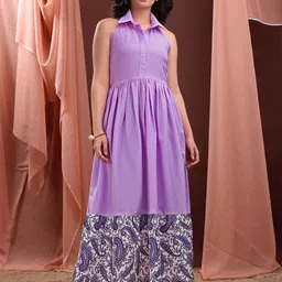 PURVAJA Shirt Collar Fit & Flare Maxi Dress-picture-9