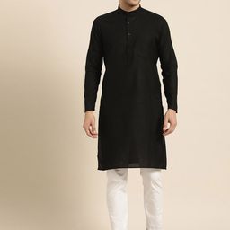 SOJANYA Men Black Solid Straight Kurta-picture-18
