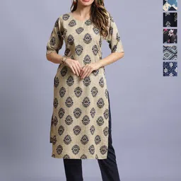 7Threads Women Pack of 6 Ethnic Motifs Printed Crepe Kurta-image-64