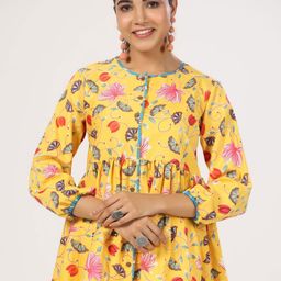 JAIPURRANG Women Floral Printed Puff Sleeve Peplum Top-image-101