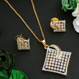 SHILLYN Gold-Plated CZ Studded Jewellery Set-image-5