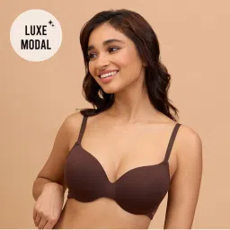 Nykd by Nykaa Super Soft Luxe Modal Padded Cushioned Wire T-Shirt Bra NYB218 Brown-picture-21