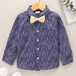 Babyhug Full Sleeves Digital Printed Party Shirt - Navy Blue-image-80
