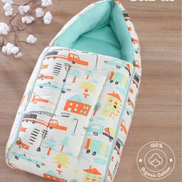 Bonfino Premium 100% Organic Cotton Sleeping Bag Transport Print - Blue-picture-12
