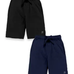 Kiddopanti Pack Of 2 Placement Printed Shorts - Jet Black & Navy Blue-picture-36