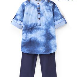 Babyoye Full Sleeves Tie Dye Printed Kurta Pyjama Set - Blue-image-80