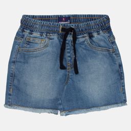 Kiddopanti Denim Shorts With Draw Cord and Heart Design Sequin Embellished Back Pocket - Blue-picture-13