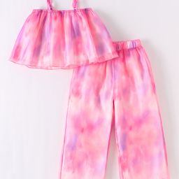 Kookie Kids  Sleeveless Tie & Dye   Tops & Pants Set - Pink-image-61
