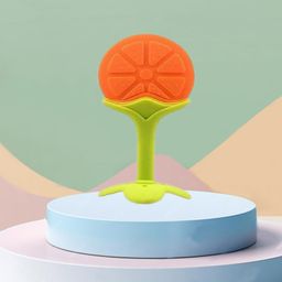 The Cheeky Kidzz Fruit Shape Silicone Teether Toys for Baby Textured Molar Teeth Soother Massage Teether and Feeder(ORANGE)-21
