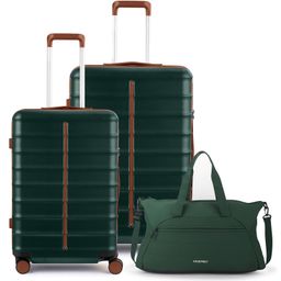 Assembly Polycarbonate Luggage Set Of 2 - Hard Cabin Trolley Bag Small (20 inches)|Check-in Trolley (24 inches) with Weekender Duffle Bag 35 Liters (Green) - Odyssey-19