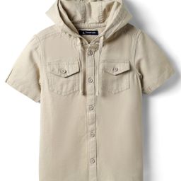 Pine Kids 100% Cotton Half Sleeves Solid Coloured Hooded Shirts - Grey-image-60