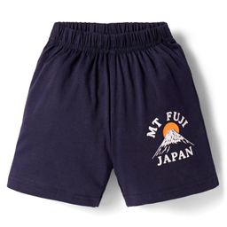 Tango Single Jersey Knit Knee Length Shorts With Mount Fuji Print - Navy Blue-picture-26
