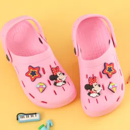 Disney by Yellow Bee Solid Perforated Minnie Mouse Clogs With Star & Gem Charms - Pink-picture-29