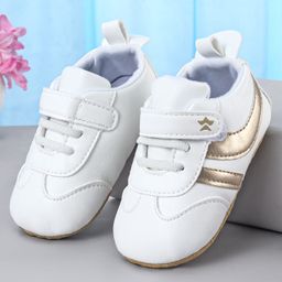 Cute Walk by Babyhug Booties with Velcro Closure & Tape Detailing - Golden-image-91